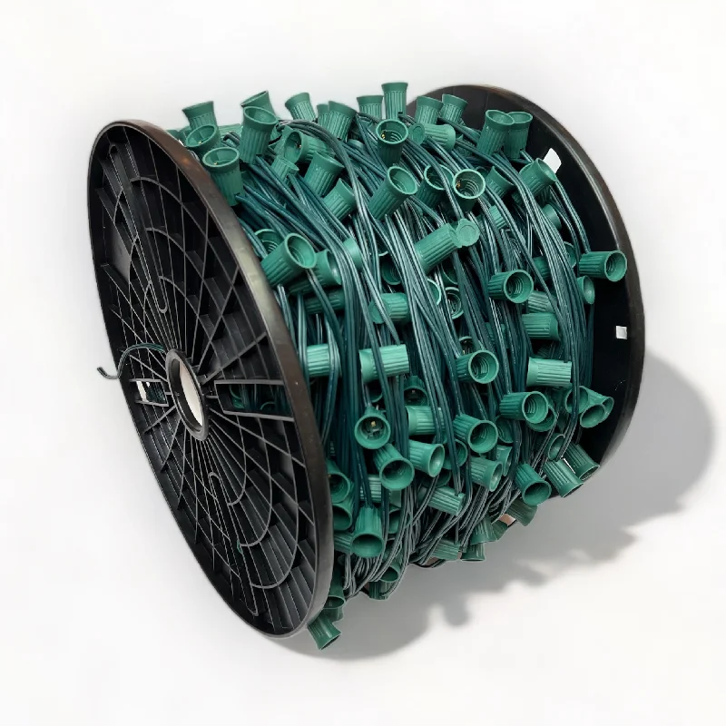 1000' 15" Spacing C9 Spool with Sockets, SPT-1 Green Wire