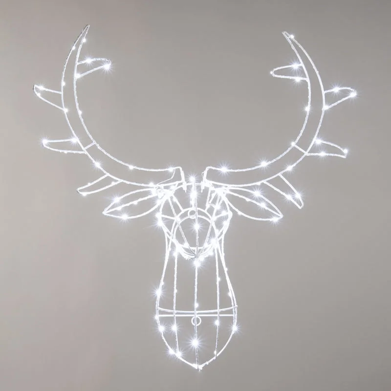 120 LED White Twinkling Dewdrop Reindeer 70cm