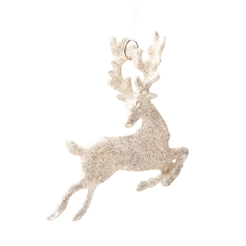 12cm Flying Reindeer Glittered Shatterproof Ornaments 00901