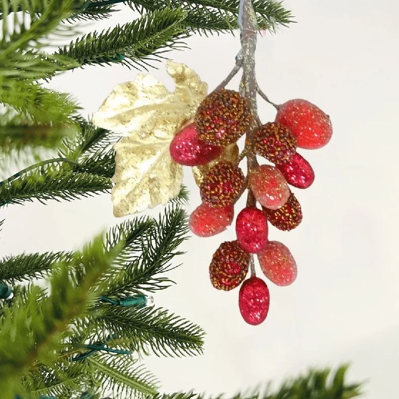 Frosted Burgundy & Gold Grape Ornament Clip-On