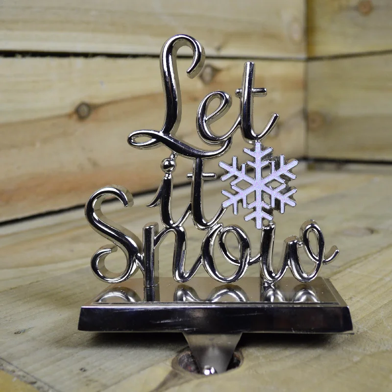 22cm Silver Christmas Stocking Hanger - Let it Snow