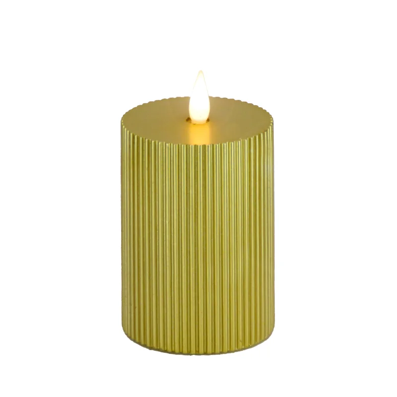 3 in. by 7 in. HGTV Home Collection Flameless Georgetown Pillar Candle, Gold