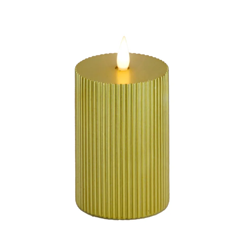 3 in. by 9 in. HGTV Home Collection Flameless Georgetown Pillar Candle, Gold