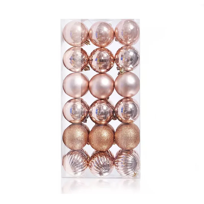 36pcs 4cm Rose Gold Shatterproof Ornament Set 04036002