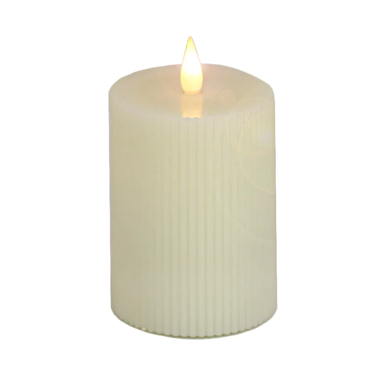 4 in. by 8 in. HGTV Home Collection Flameless Georgetown Pillar Candle, Ivory