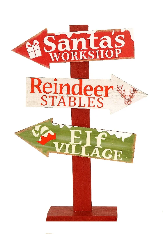 42cm Christmas wooden Signs w/3 Directions (95216)