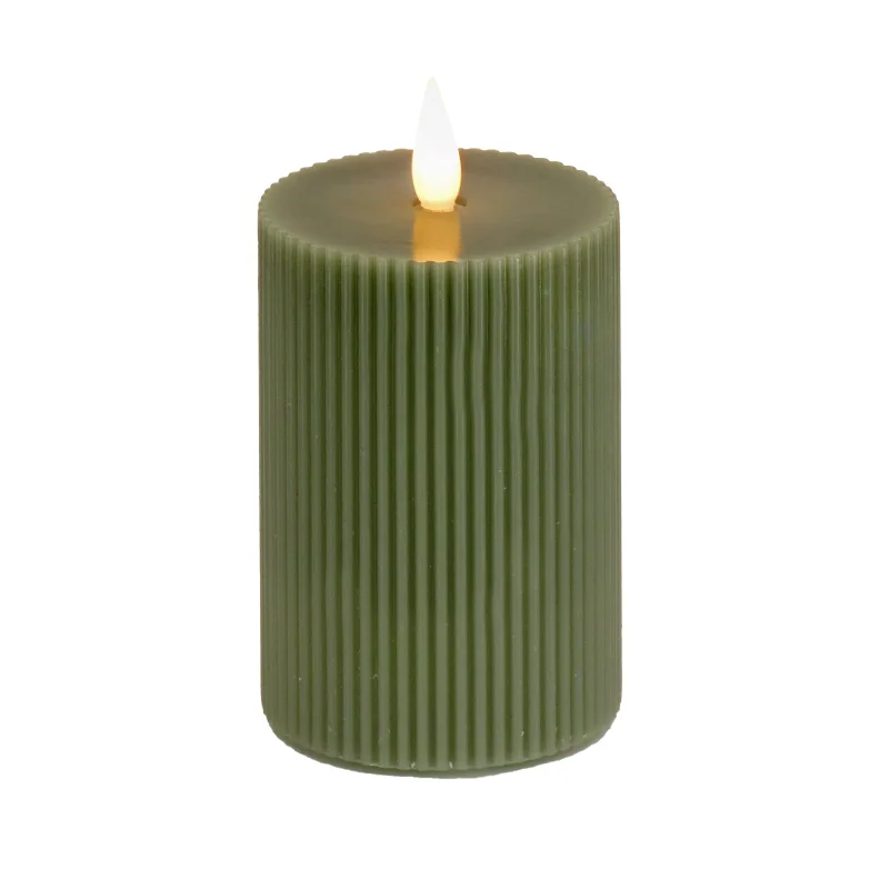 5 in. by 11 in. HGTV Home Collection Flameless Georgetown Pillar Candle, Dk Green