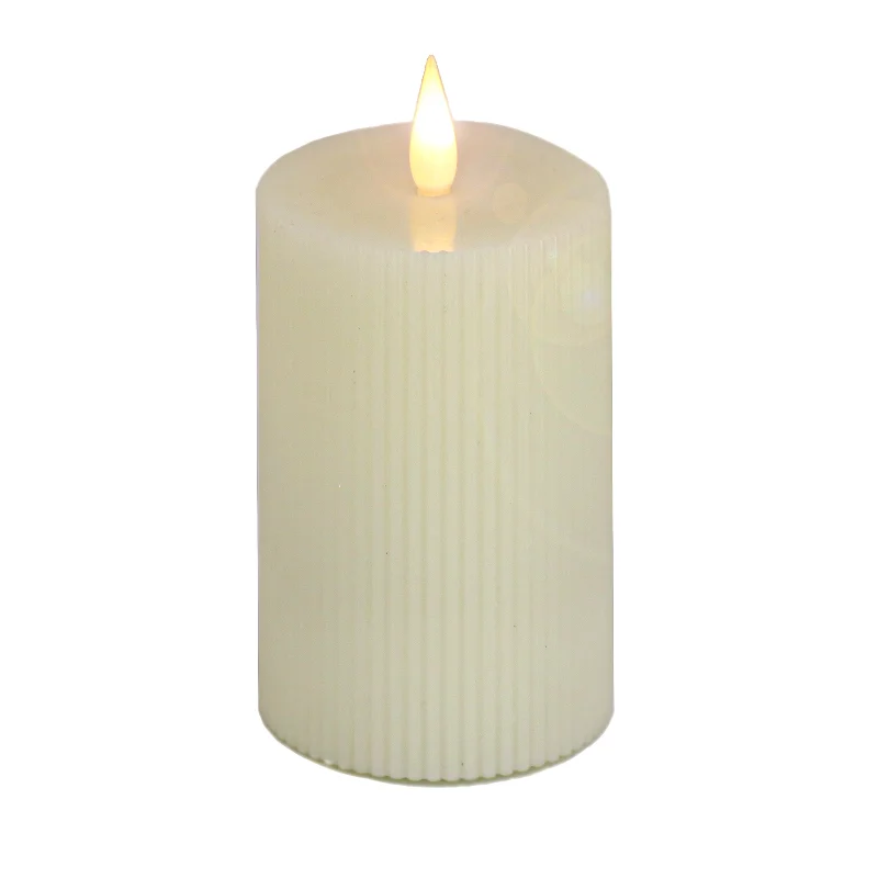 5 in. by 7 in. HGTV Home Collection Flameless Georgetown Pillar Candle, Ivory