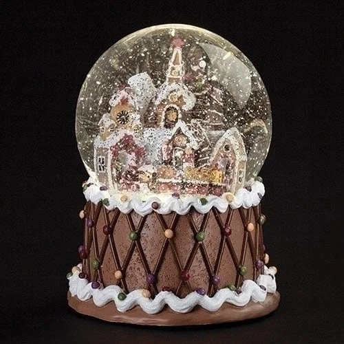 LED Musical Swirl Gingerbread Water Globe, 7"