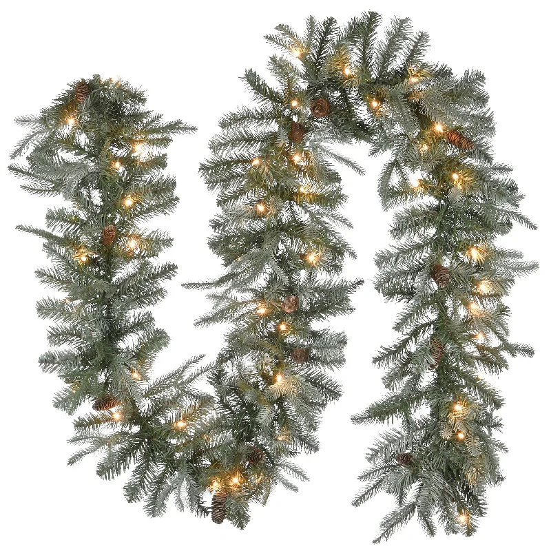 9 ft. Pre-Lit Frosted Arctic Spruce Garland with Clear Lights