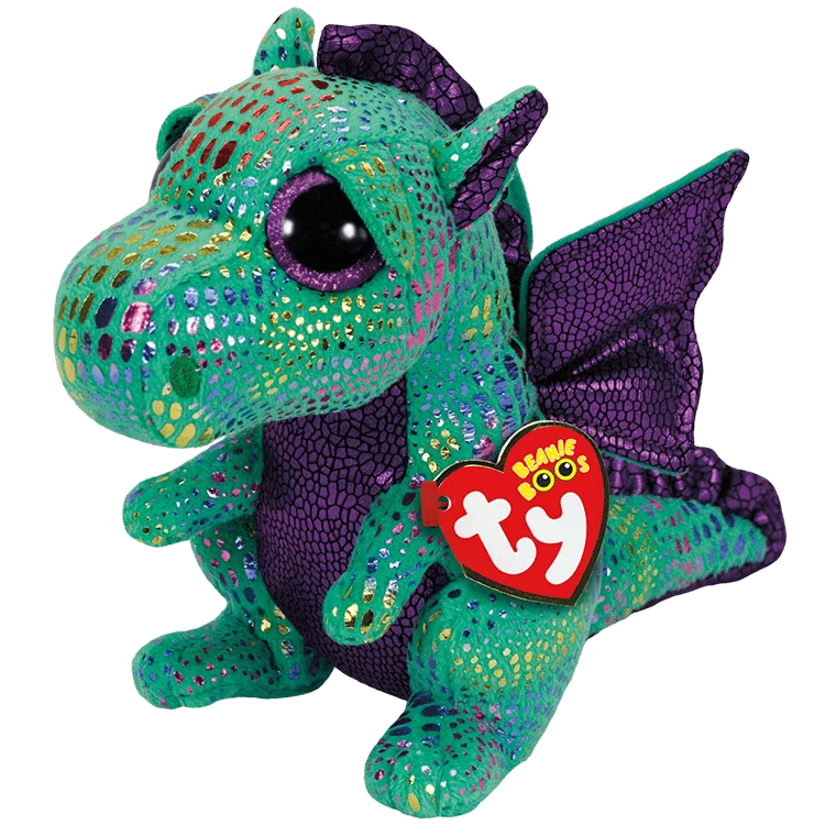 Ty Beanie Boos CINDER - Green Dragon (Medium, 13")