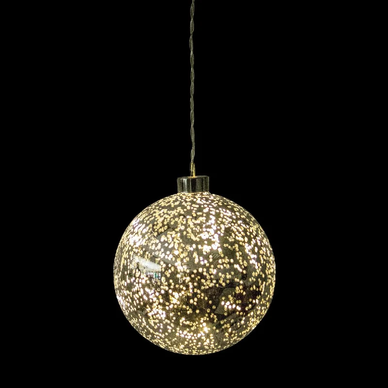 Battery Operated 13cm Warm White LED Golden Ball Bauble Light