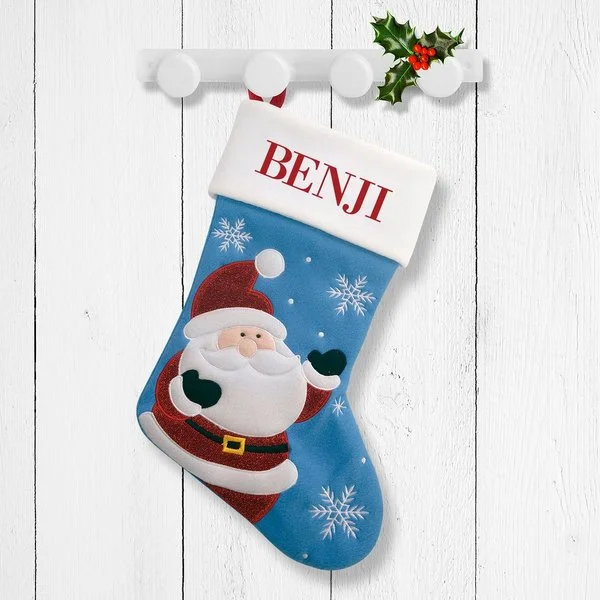 Happy Santa -  Blue Santa Stocking