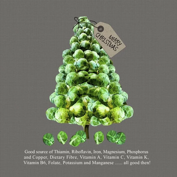 Brussel Sprouts Tree Christmas Greeting Card