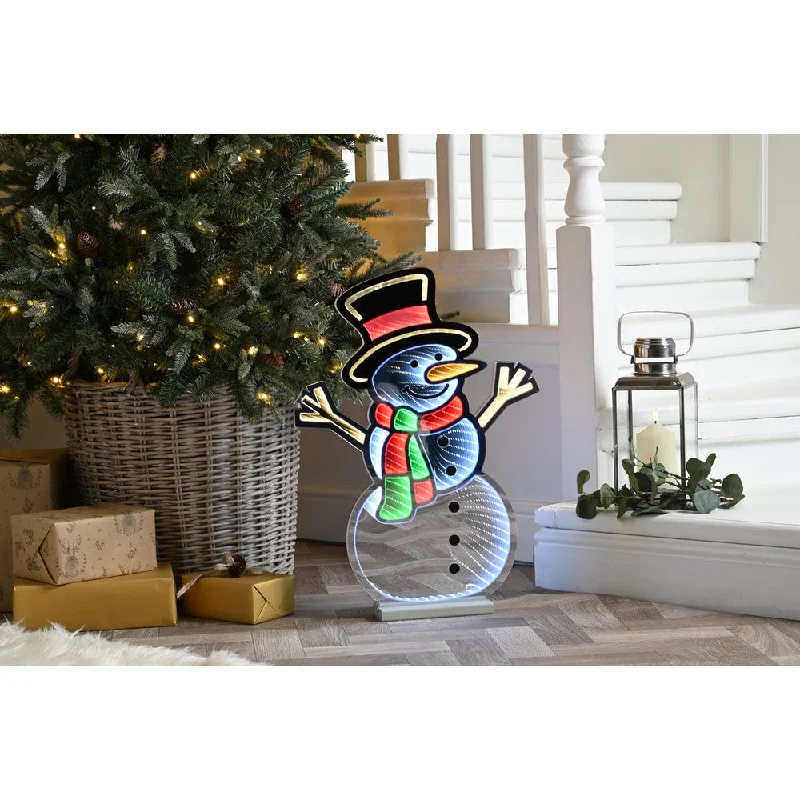 Christmas Infinity Standing Snowman With Wooden Base - 60cm