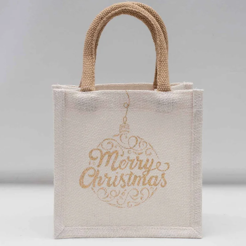 Merry Ornament Script Petite Gift Tote