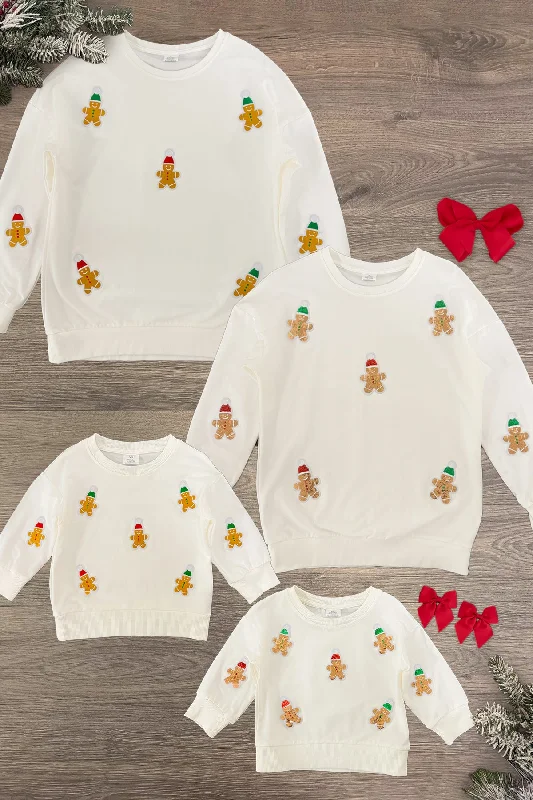 Cream Sequin Gingerbread Man Family Tops