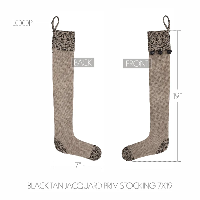 Custom House Black Tan Jacquard Prim Stocking 7x19