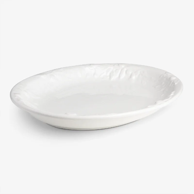 Embossed Olives Platter Dish Oval White