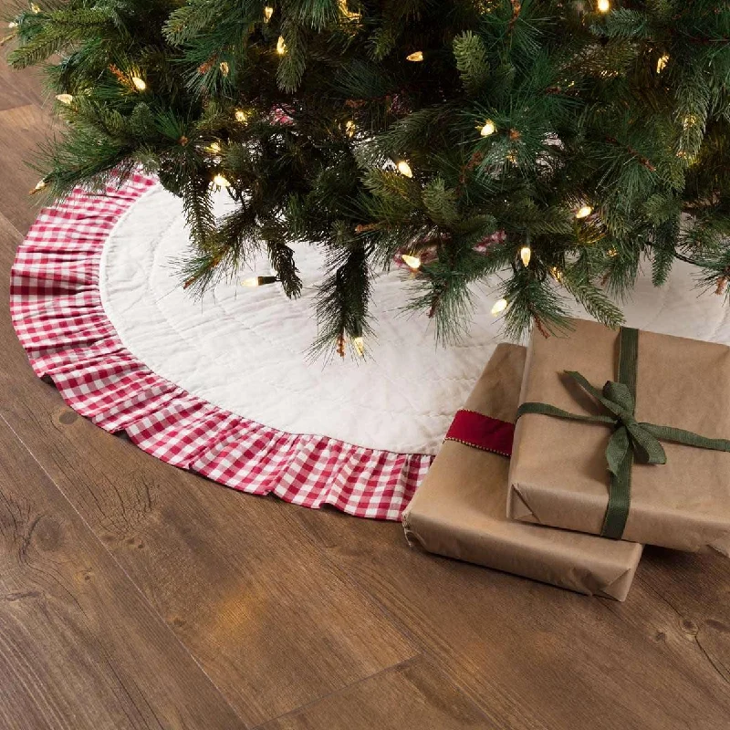 Emmie Red Ruffled Christmas Tree Skirt 48 VHC Brands