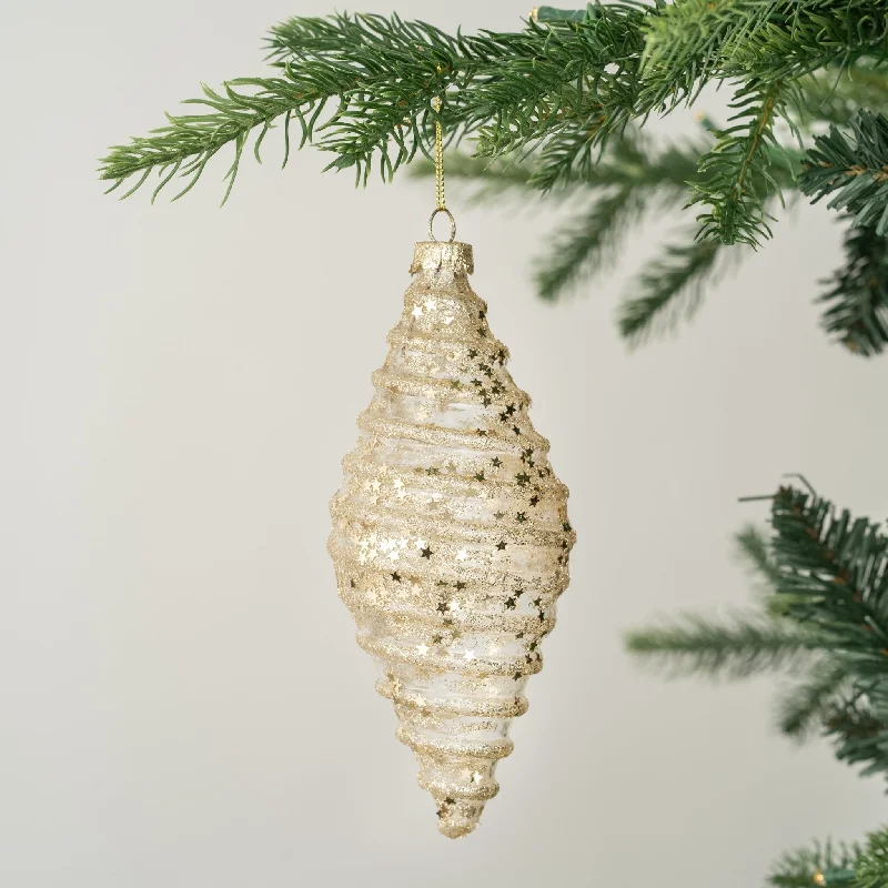 Gold Glitter Filled Festive Finial Ornament