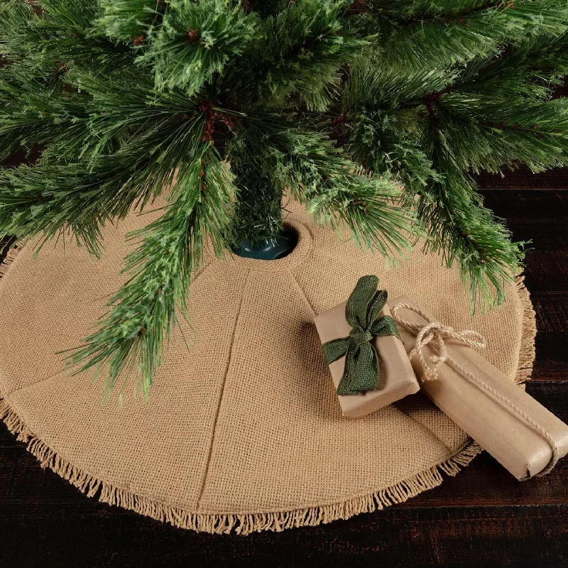 Festive Natural Burlap Mini Christmas Tree Skirt 21 VHC Brands