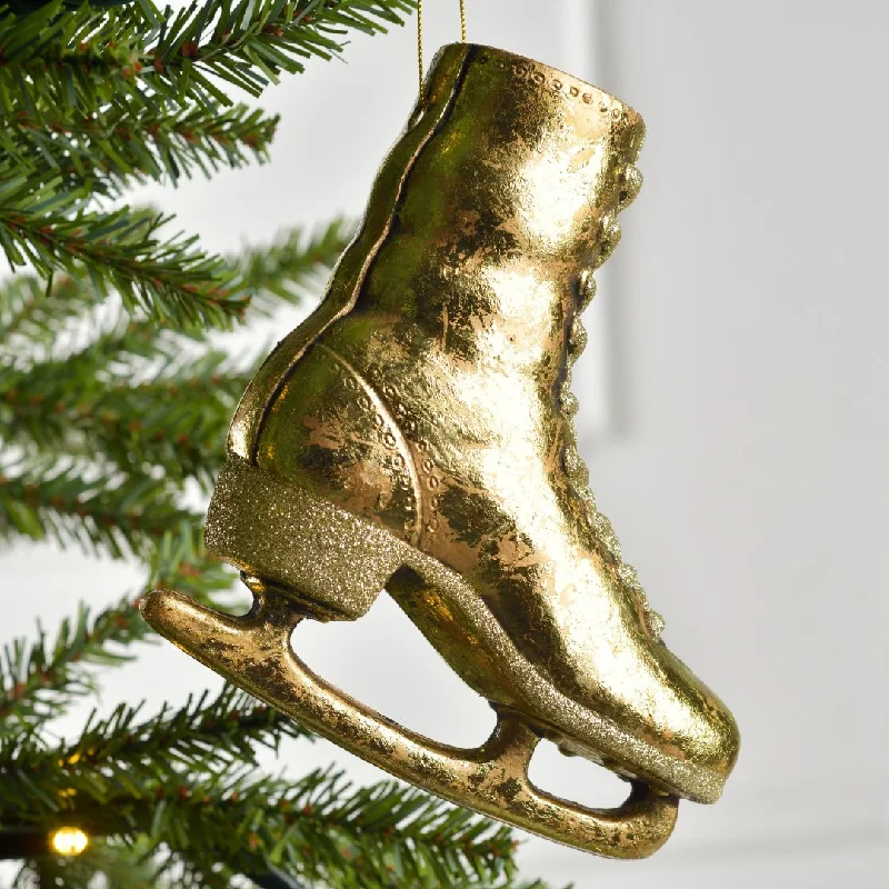 Gold Ice Skate Ornament