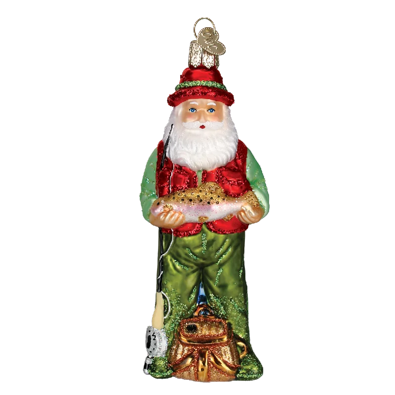 Fly Fishing Santa Ornament - Old World Christmas