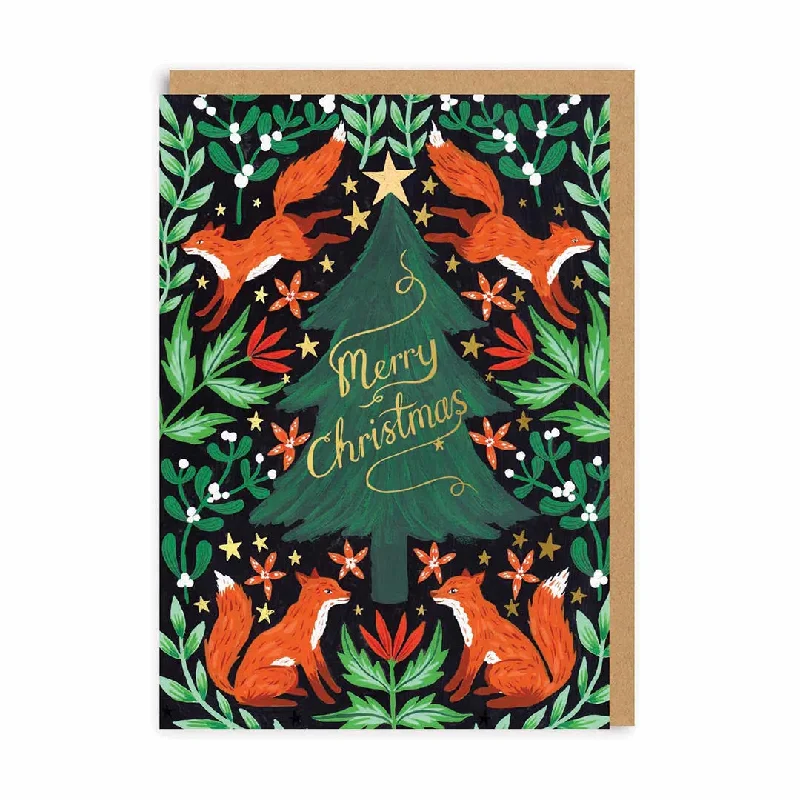 Fox And Tree Christmas Card