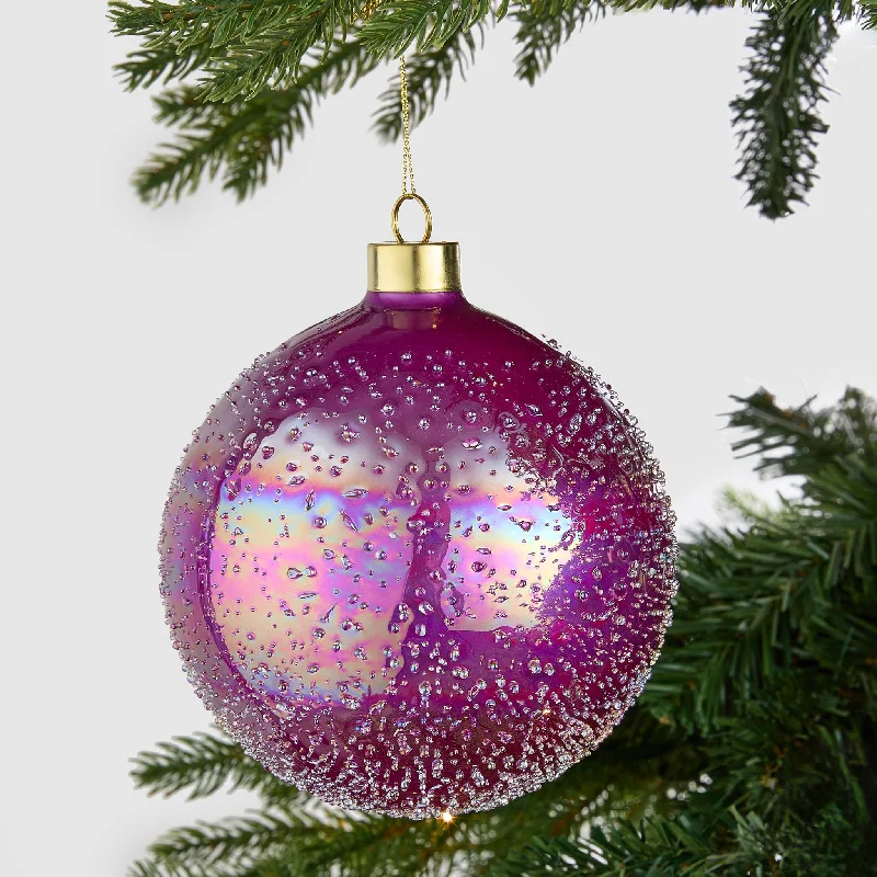 Fuchsia Ball Ornament with Sugar Beads