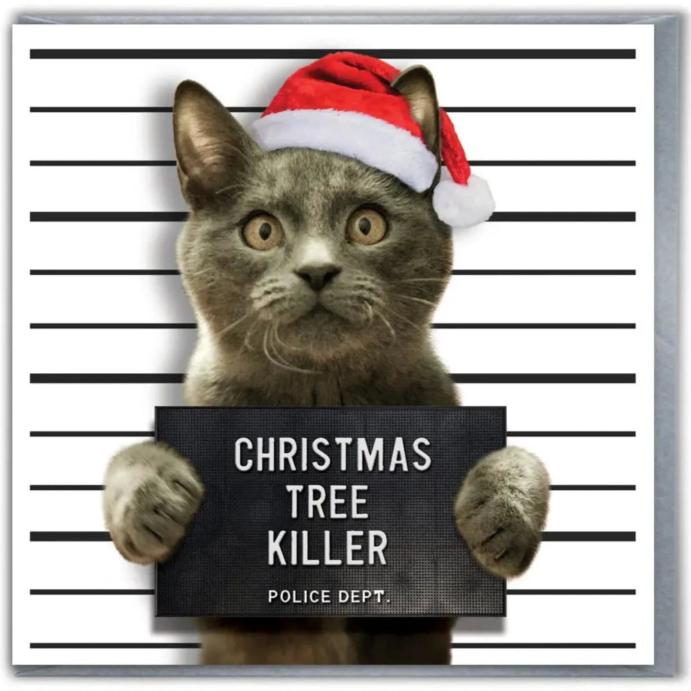 Funny Christmas Card - Tree Killer Cat