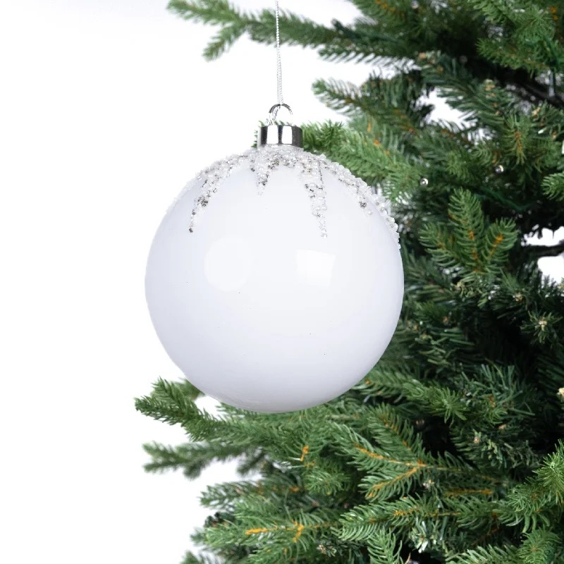 Glass Ball Ornament with Champagne & Pearl Sequins