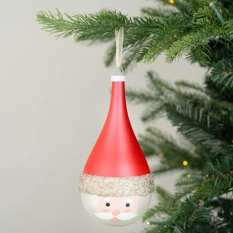 Glass Drop Santa Ornament