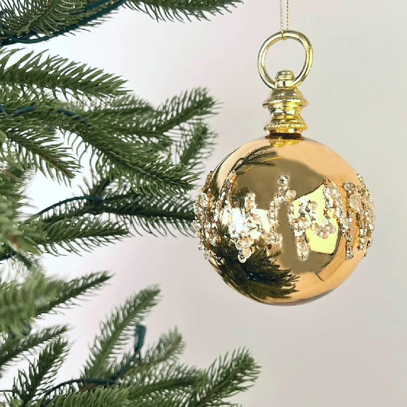 Gold Ball Ornament with Crystal Rhinestones