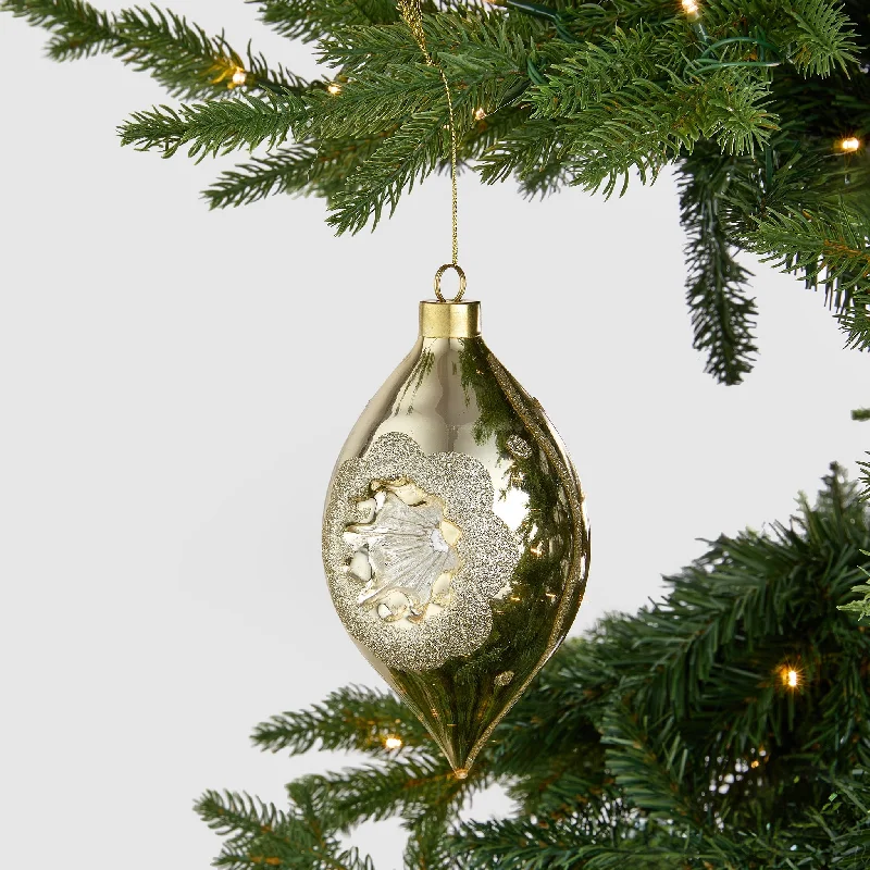 Gold Concave Finial Ornament with Silver Detailing