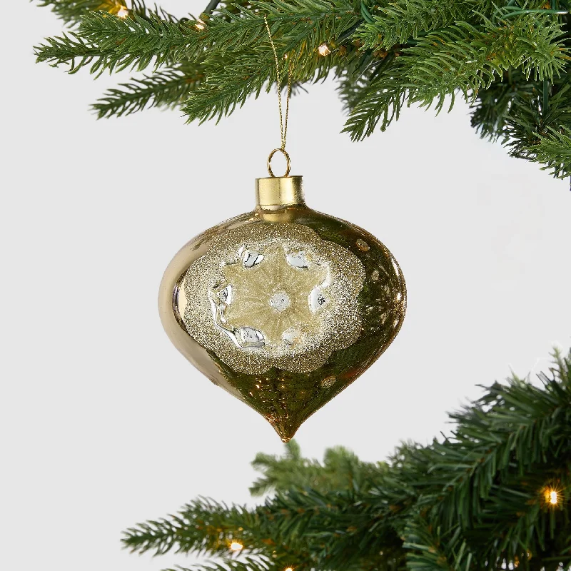 Gold Concave Onion Ornament with Silver Detailing