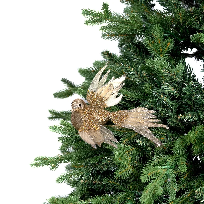 Gold Festive Flying Sparrow Clip-on Ornament