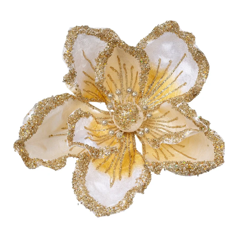 Gold & Ivory Magnolia Clip-on Ornament