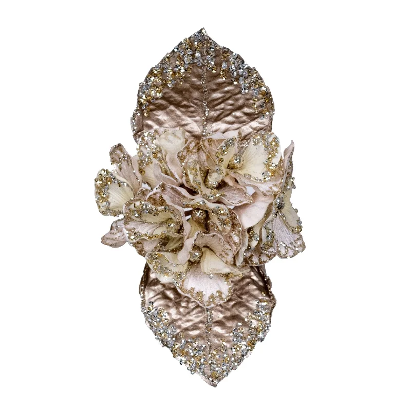 Gold & Ivory Peony Clip-on Ornament