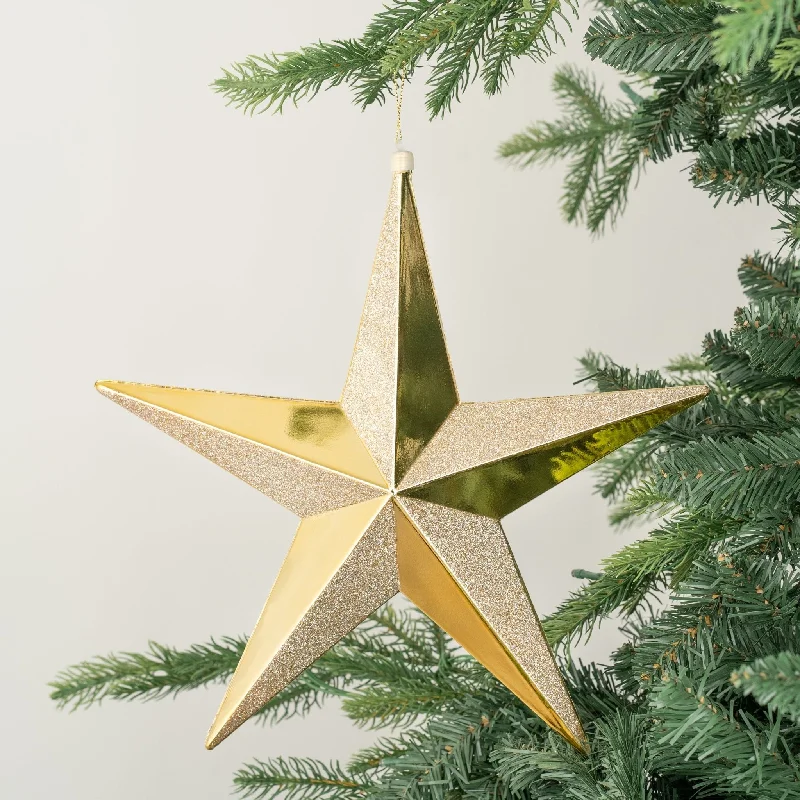 Gold Star Ornament with Glitter