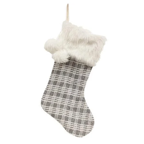 Gray & White Plaid Stocking