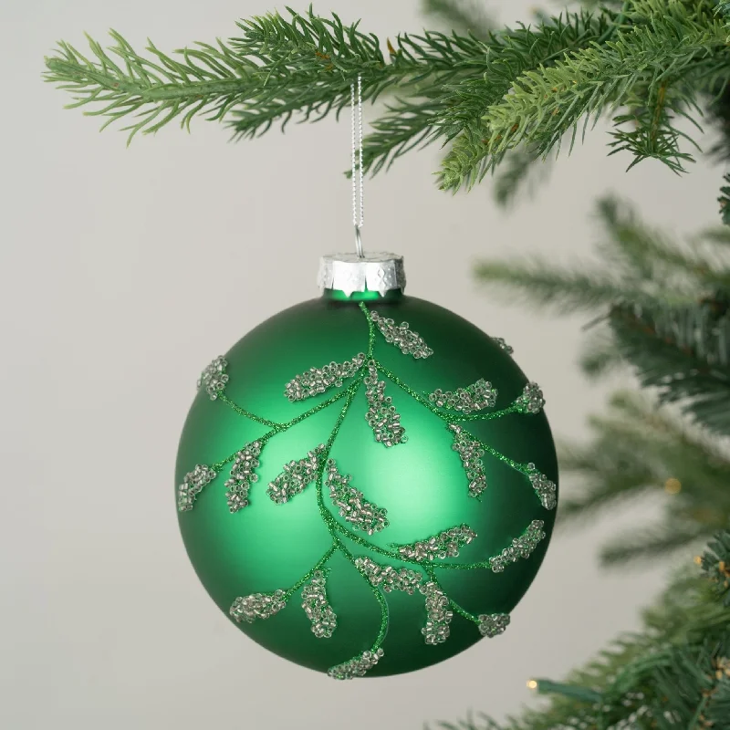 Green Ball Ornament with Glitter