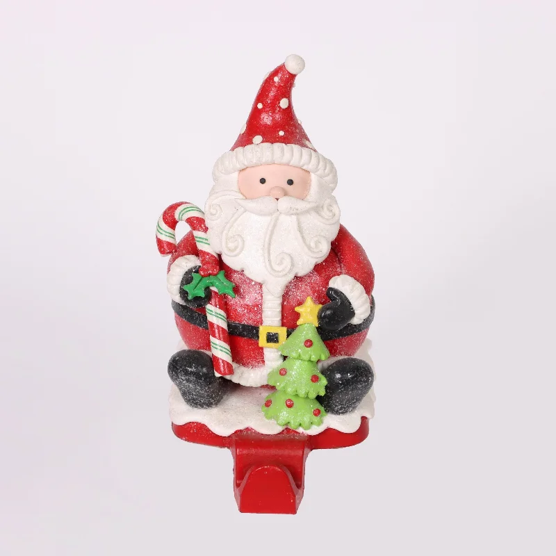 Resin glittered Santa stocking holder