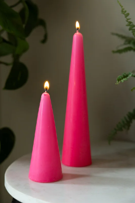 Hot Pink Cone Shaped Candle - 2 Sizes Available