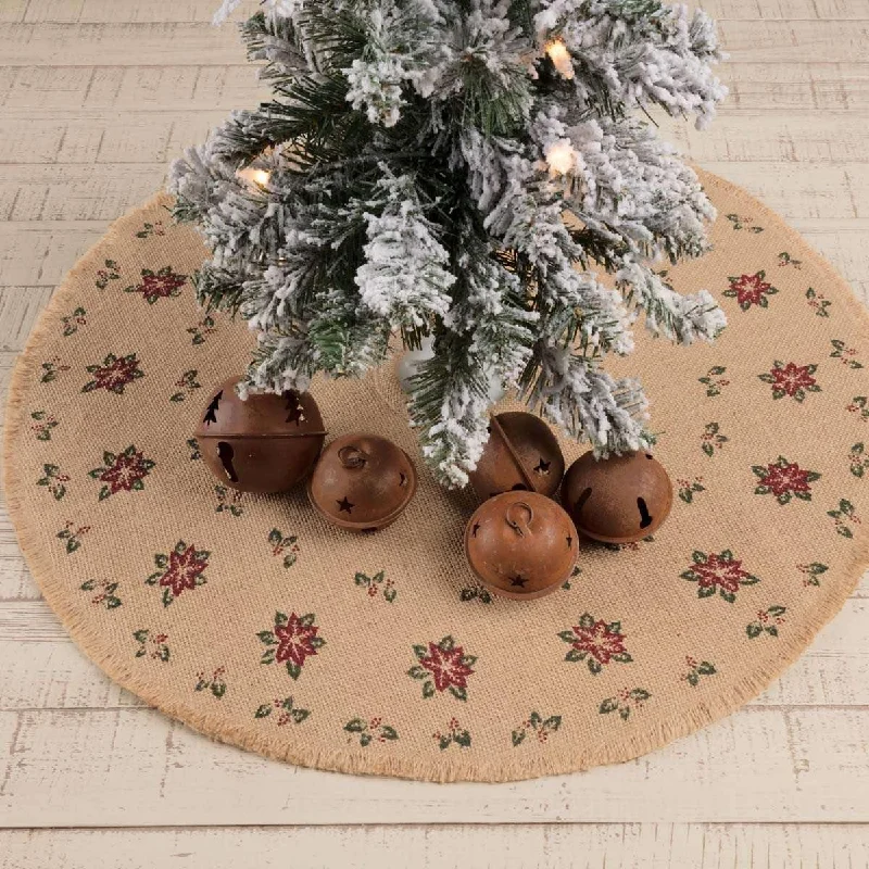 Jute Burlap Poinsettia Mini Christmas Tree Skirt 21 VHC Brands