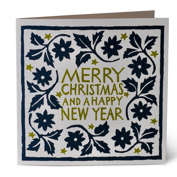 Leaves And Stars Black Forest Christmas Card