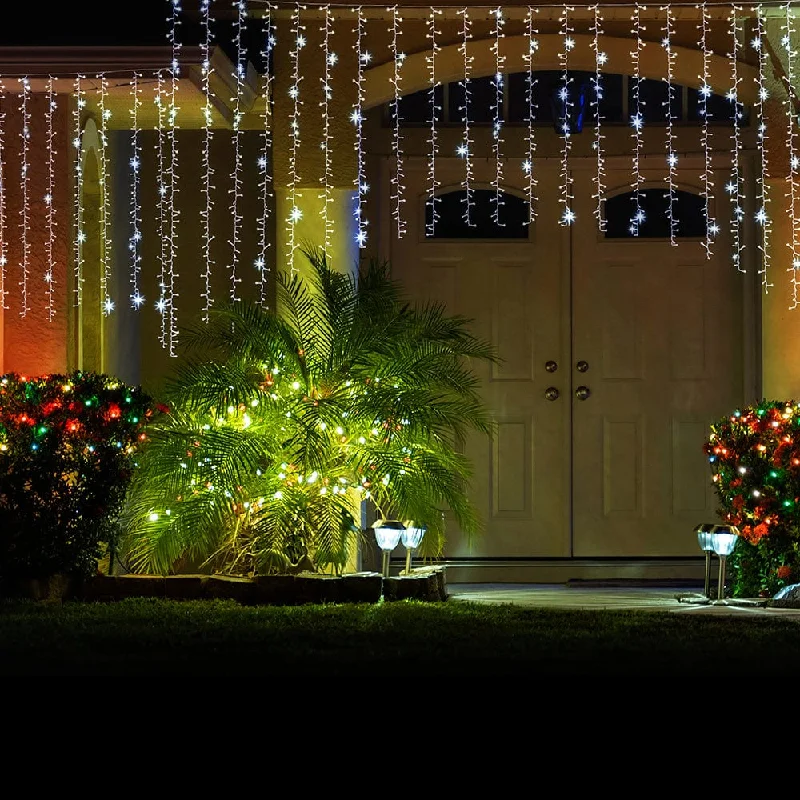 LED White Twinkling Crazy Cluster Tapered Curtain