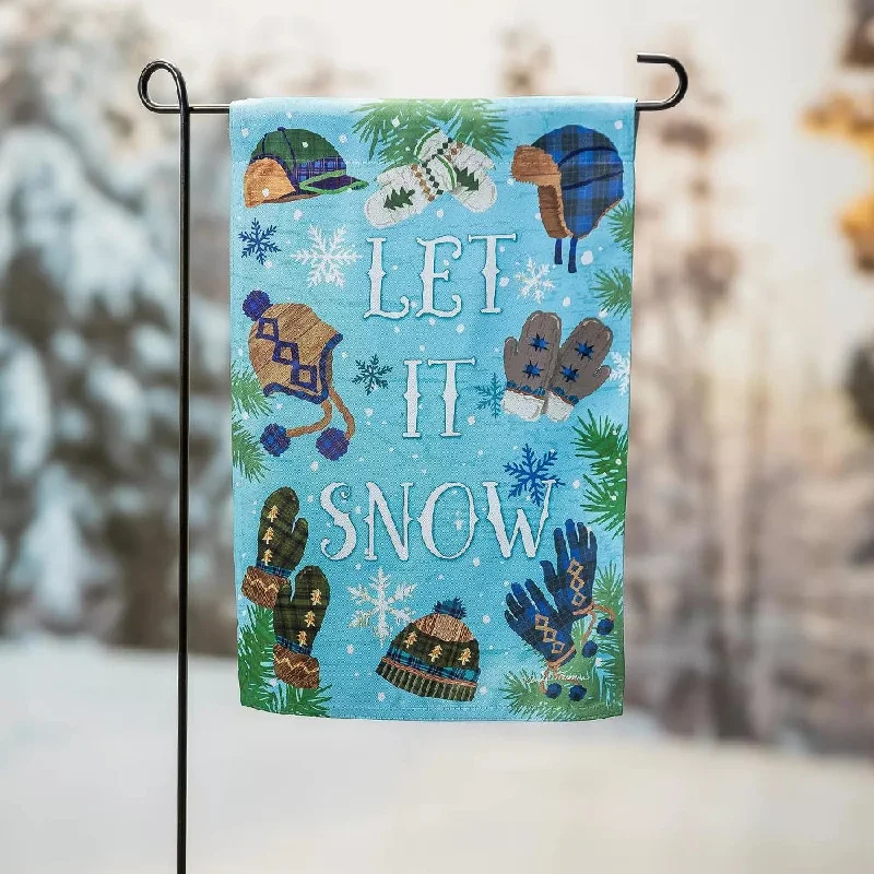 Let it Snow Suede Garden Flag