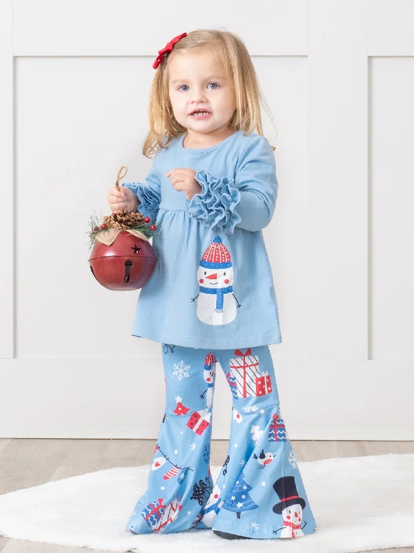 Light Blue Mr Snowman Swing Top Outfit - Restocked!