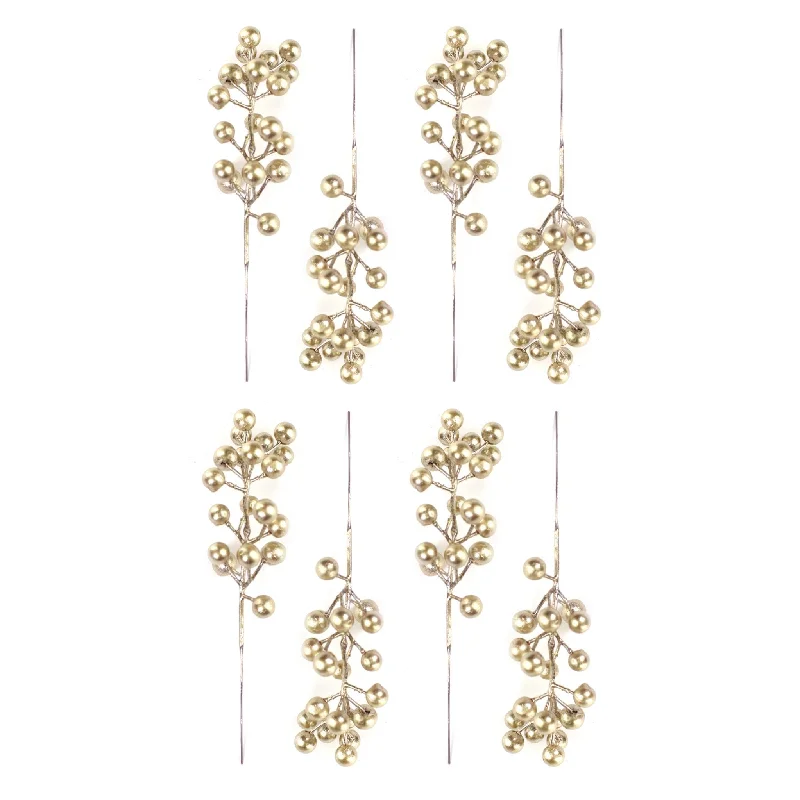 Matt Gold berries pick 20cm 8 pcs